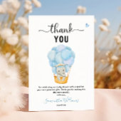 Soft Blue Elephant Hete Luchtballon Baby shower Bedankkaart