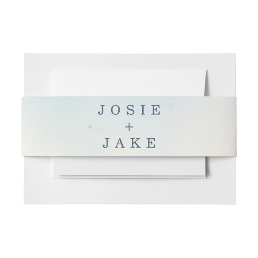 Soft Blue en crème Minimalistische trouwnamen Uitnodigingen Wikkel (Voorkant Voorbeeld)