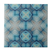 Soft Blue en Indigo Abstract geometrisch patroon Tegeltje (Voorkant)