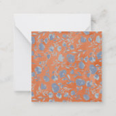 Soft Blue en Oranje Abstract Floral Flat Note Kaar Notitiekaartje (Achterkant)