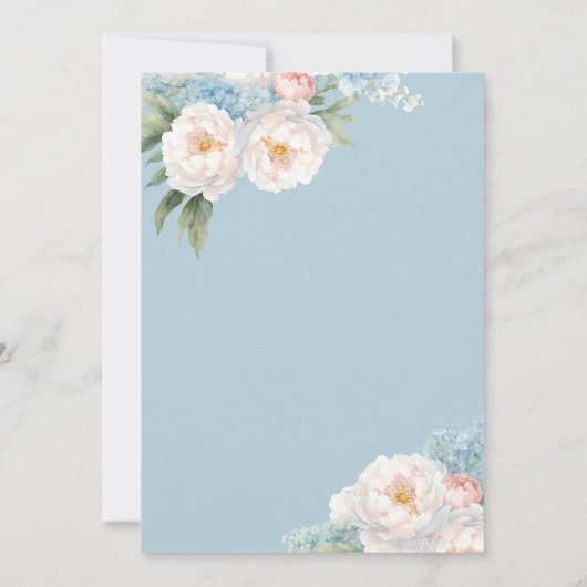 Soft Blue en Pink Flowers klassiek Vrijgezellenfee Kaart (Achterkant)