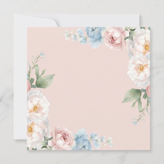 Soft Blue en Pink Flowers klassiek Vrijgezellenfee Kaart (Achterkant)
