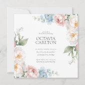 Soft Blue en Pink Flowers klassiek Vrijgezellenfee Kaart (Voorkant)