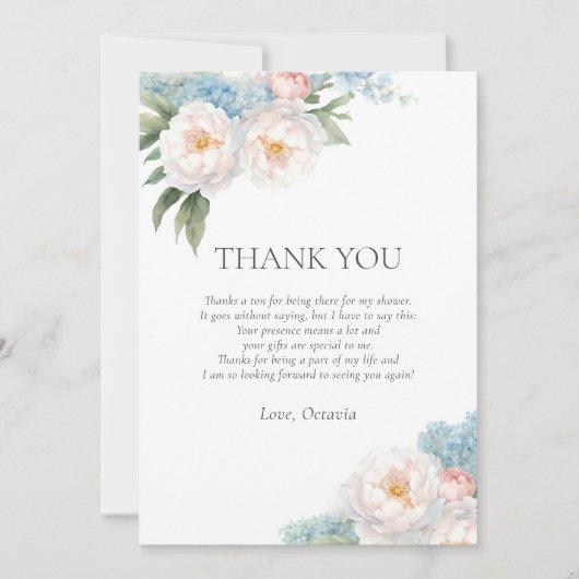 Soft Blue en Pink Flowers klassiek Vrijgezellenfee Kaart (Voorkant)