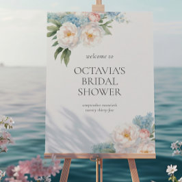 Soft Blue en Pink Flowers klassiek Vrijgezellenfee Poster