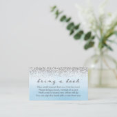 Soft Blue en Silver Baby shower Boek Aanvraag Kaar Informatiekaartje (Staand voorkant)