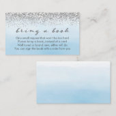 Soft Blue en Silver Baby shower Boek Aanvraag Kaar Informatiekaartje (Voorkant / Achterkant)