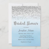 Soft Blue en Silver Bridal Shower Invitation Kaart (Voorkant)