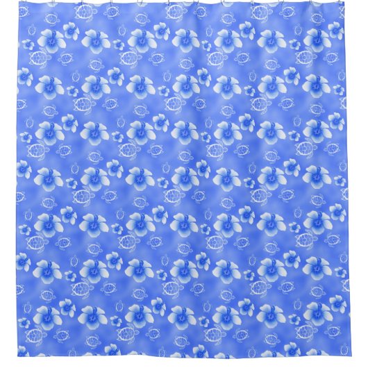 Soft Blue en White Hawaii Turtle Shower Curta Douchegordijn (Voorkant)