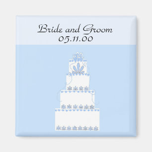 Soft Blue en White Wedding Cake Magneet