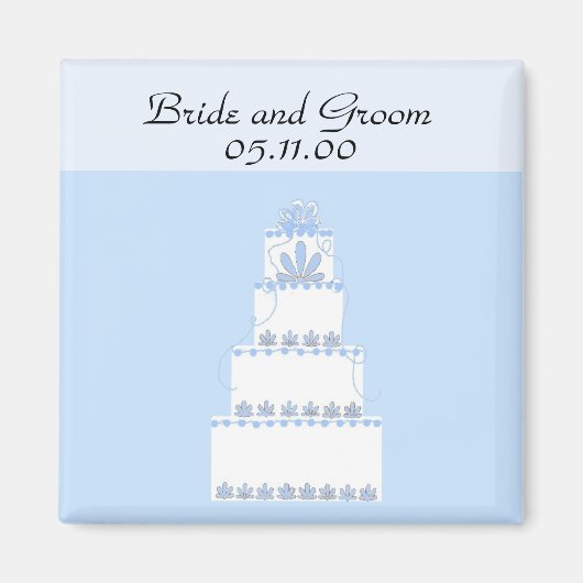 Soft Blue en White Wedding Cake Magneet (Voorkant)