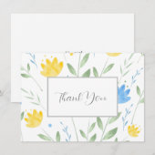 Soft Blue en Yellow Waterverf Motif Bedankkaart (Voorkant / Achterkant)