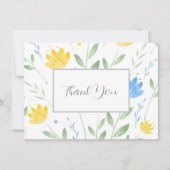 Soft Blue en Yellow Waterverf Motif Bedankkaart (Voorkant)