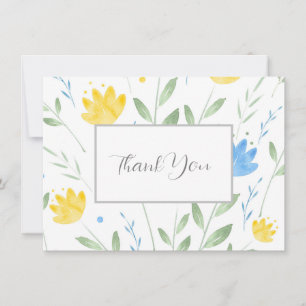 Soft Blue en Yellow Waterverf Motif Bedankkaart