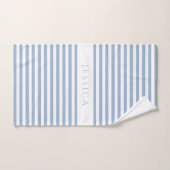 Soft Blue Farmhouse Stripe Pattern - Gepersonalise Bad Handdoek (Handdoek)
