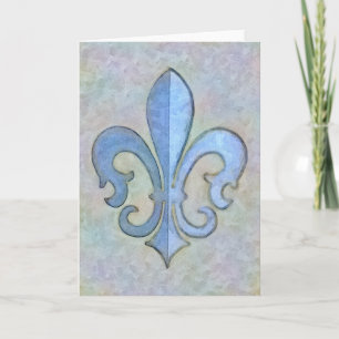 Soft Blue Fleur De Lis Kaart