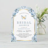 Soft Blue Floral Arch Butterfly Vrijgezellenfeest Kaart (Staand voorkant)