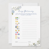 Soft Blue Floral Baby Emoji Pictionary Kaart (Voorkant)