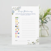 Soft Blue Floral Baby Emoji Pictionary Kaart (Staand voorkant)