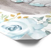 Soft Blue Floral Elephant Baby shower Welkom Poster (Hoek)