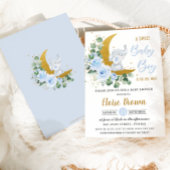 Soft Blue Floral Elephant Sweet Baby Boy Shower Kaart
