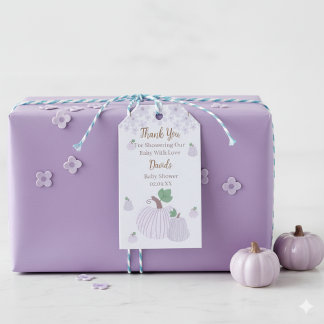 Soft Blue Floral Little Pumpkin Baby shower Cadeaulabel
