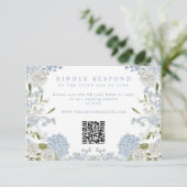 Soft Blue Floral Wedding RSVP Kaartje (Staand voorkant)