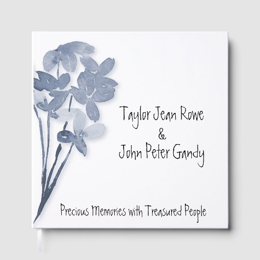 Soft Blue Flower Wedding Guest Book Gastenboek (Voorkant)