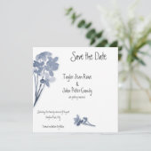 Soft Blue Flower Wedding Sla de datum op Save The Date (Staand voorkant)