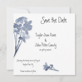 Soft Blue Flower Wedding Sla de datum op Save The Date