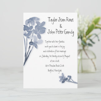 Soft Blue Flower Wedding Uitnodiging