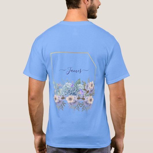 Soft Blue Flowers Buds Hydrangea Lila Baby shower T-shirt (Achterkant)