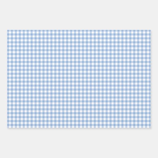 Soft Blue Gingham Check Patroon Inpakpapier Vel (Voorkant 3)