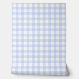 Soft Blue Gingham Check Wallpaper Behang