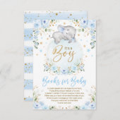 Soft Blue Gold Elephant Books for Baby Boy Informatiekaartje (Voorkant / Achterkant)