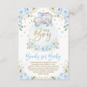 Soft Blue Gold Elephant Books for Baby Boy Informatiekaartje (Voorkant)