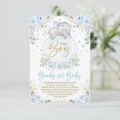 Soft Blue Gold Elephant Books for Baby Boy Informatiekaartje (Staand voorkant)
