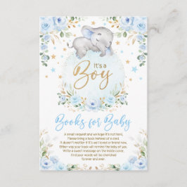 Soft Blue Gold Elephant Books for Baby Boy Informatiekaartje