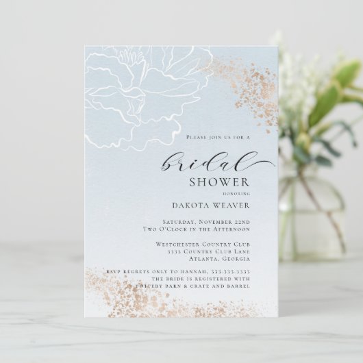 Soft Blue Gold Floral Vrijgezellenfeest Kaart (Staand voorkant)