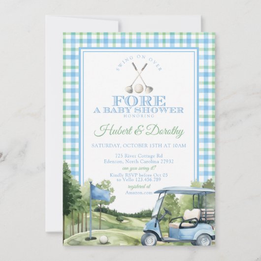 Soft Blue Green PAR-T-SHIRT Golf Baby shower Uitno Kaart (Voorkant)
