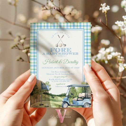 Soft Blue Green PAR-T-SHIRT Golf Baby shower Uitno Kaart