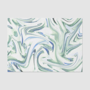 'Soft Blue Green Waterverf Swirl' Abstract Tissuepapier