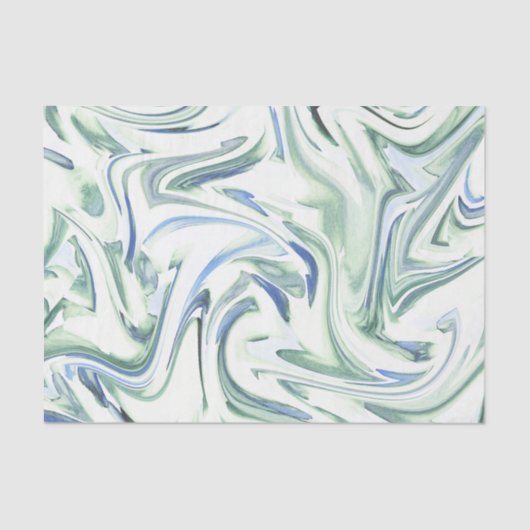 'Soft Blue Green Waterverf Swirl' Abstract Tissuepapier (Voorkant)