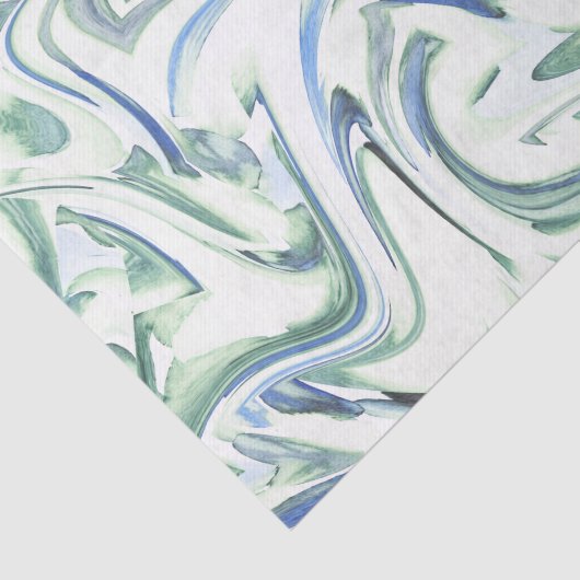 'Soft Blue Green Waterverf Swirl' Abstract Tissuepapier (Detail)