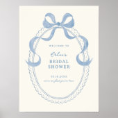 Soft Blue Hand Drawn Bow Vrijgezellenfeest Welkom Poster (Voorkant)