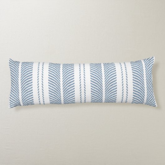 Soft Blue Herringbone Fern Striped Pattern Lichaamskussen (Achterkant)