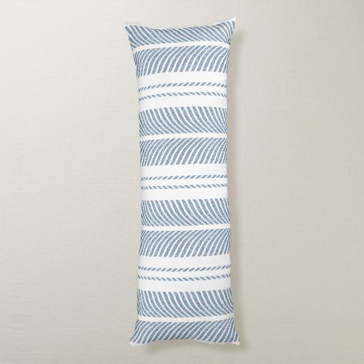 Soft Blue Herringbone Fern Striped Pattern Lichaamskussen (Achterkant (Verticaal))