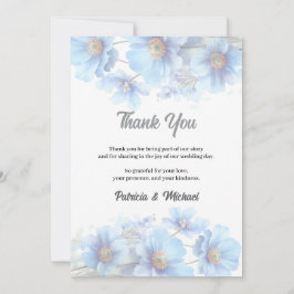 Soft Blue Himalayan Poppy Flower Garden Wedding  Bedankkaart