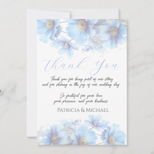 Soft Blue Himalayan Poppy Flower Garden Wedding  Bedankkaart (Voorkant)