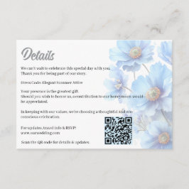 Soft Blue Himalayan Poppy Flower Garden Wedding  Informatiekaartje